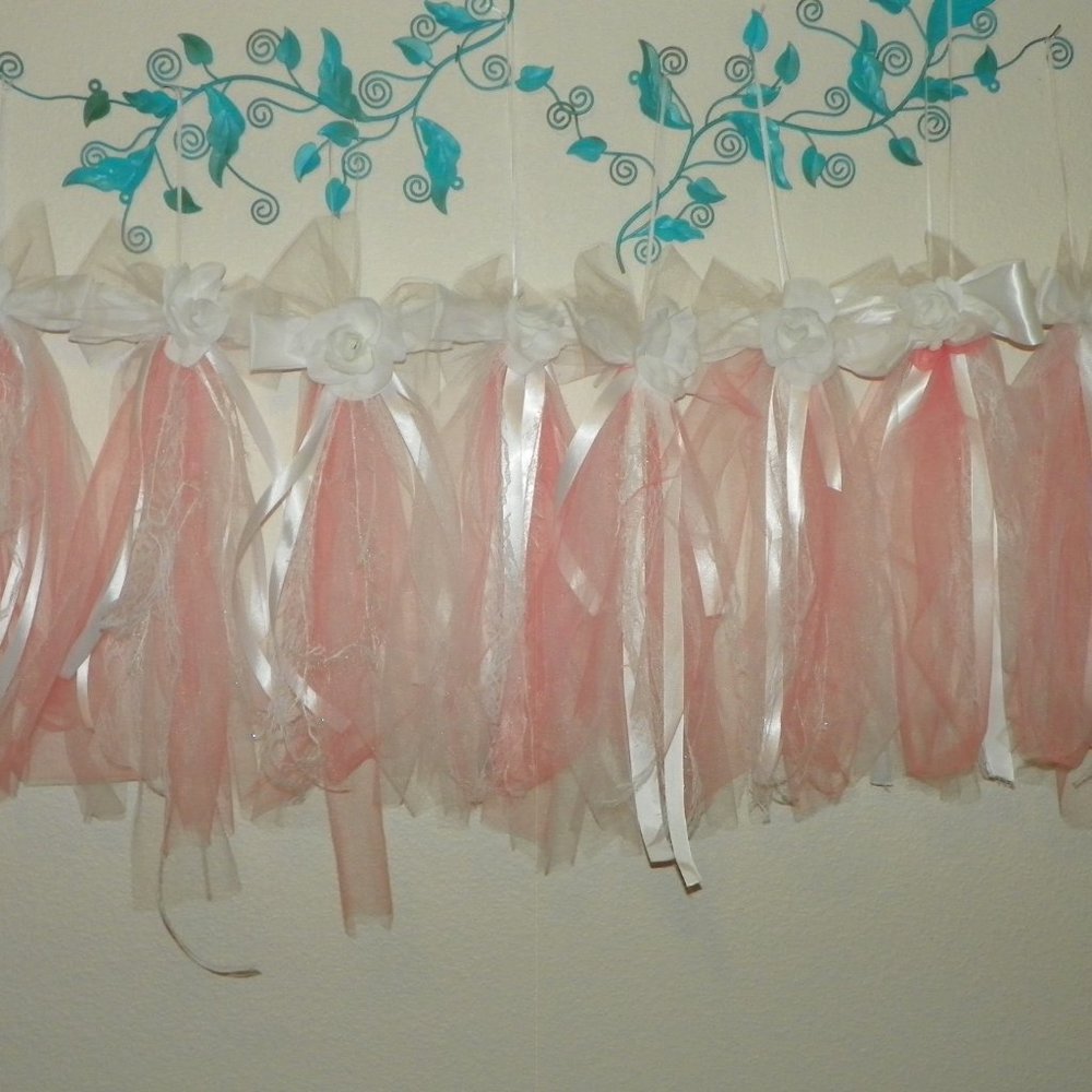 5 White Flower Lace Pink Wedding Pew Party Decor - Picture 5 of 11